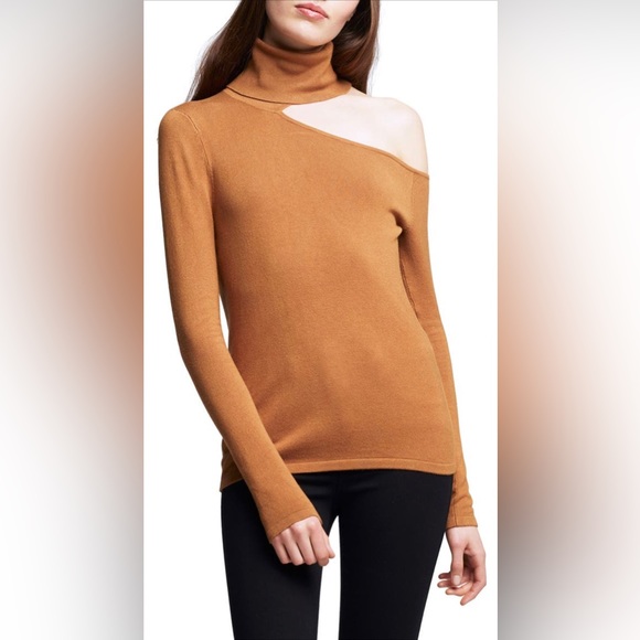 NWT L'AGENCE Nicky Cut Out Turtleneck Sweater Tan - Picture 5 of 5